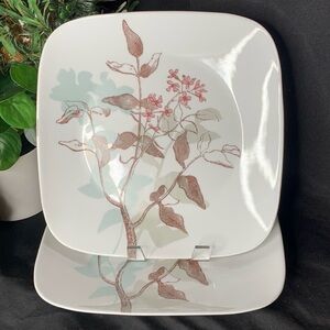 Corning Set of 2 Corelle VITRELLE Twilight Grove square 10 5/8" dinner plates